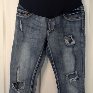 Song Maternity Distressed Blue Jeans